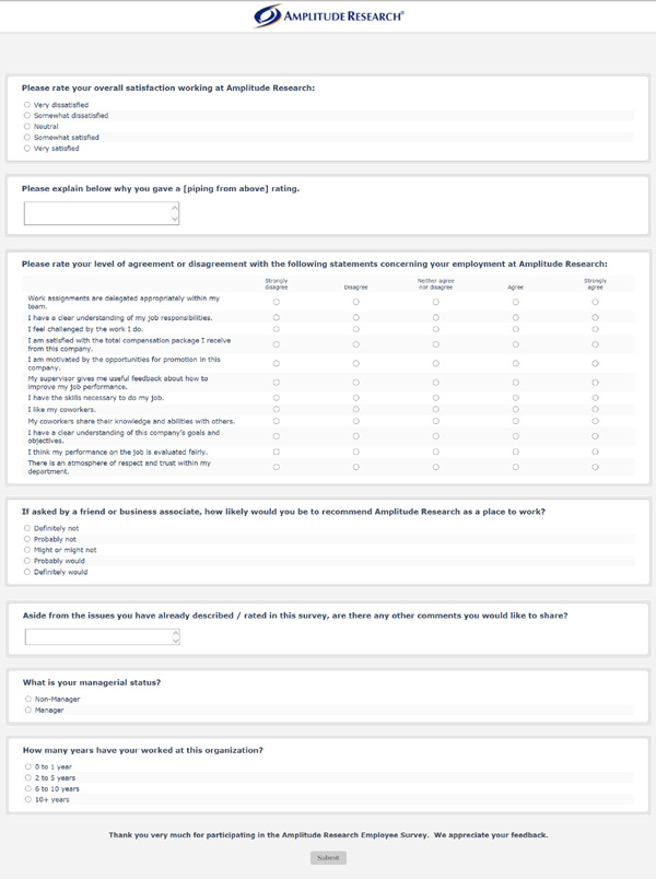 Job Satisfaction Survey - Sample Questionnaire